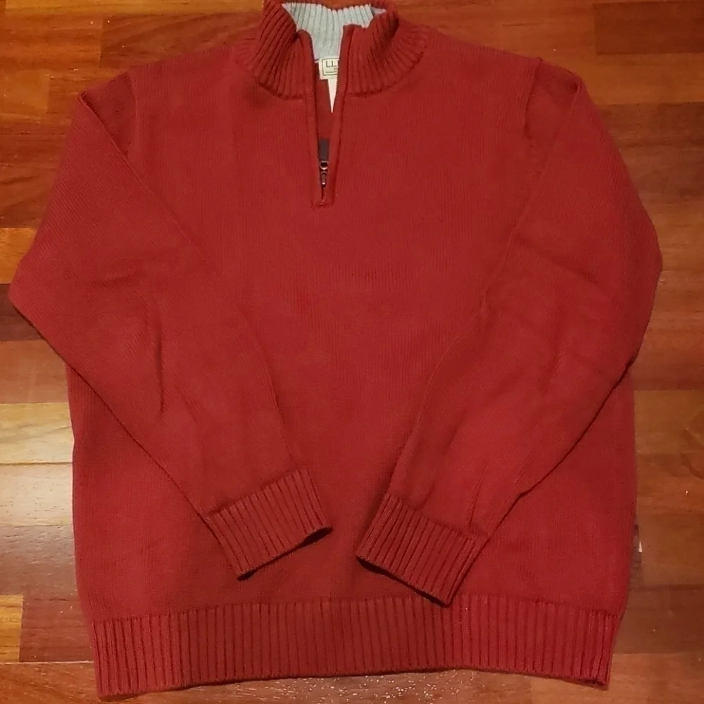 L.L. Bean 1/4 Zip 100% Cotton Sweater L-Reg EUC